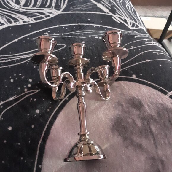 5 Arm Baby Candelabra Silver Glossy 8 Inch Taper Candle Holders - Picture 14 of 14
